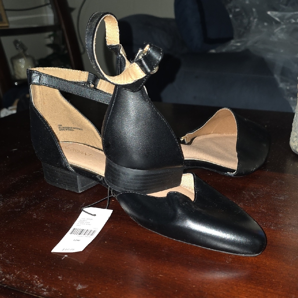 Lane Bryant Black Flats with Ankle Strap